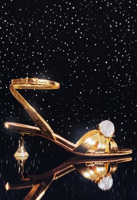 Stella miila☆　0527 Sandália Stellar Salto Médio Dourado | Vicenza