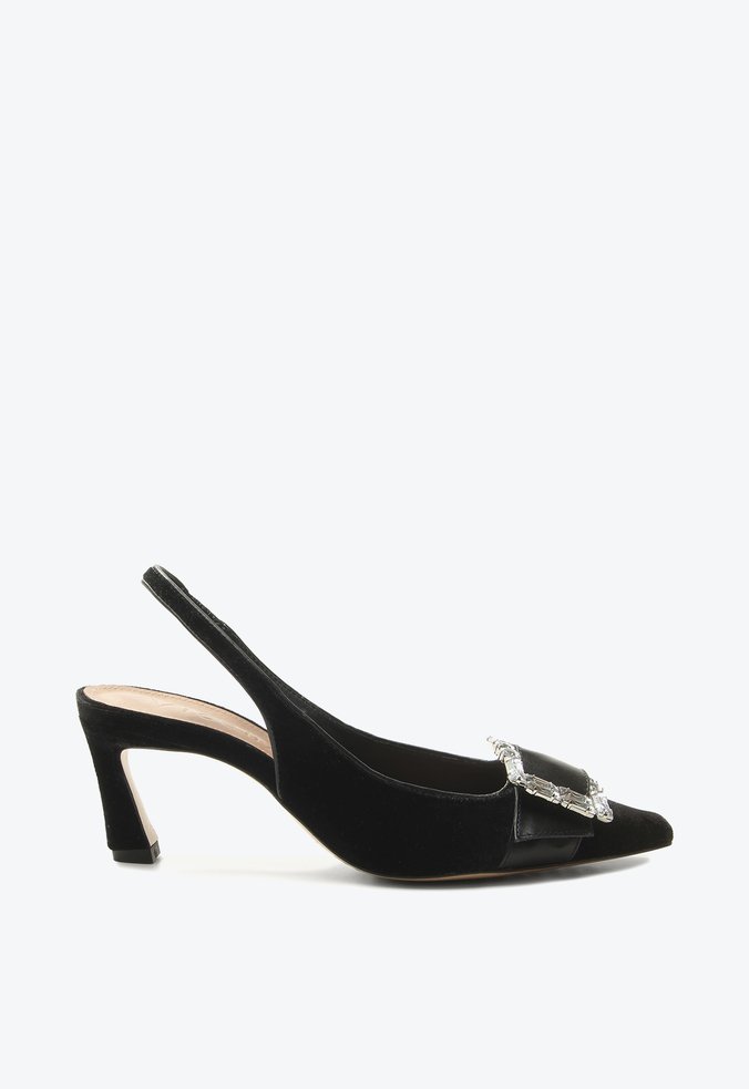 Slingback Ophelia Preto Veludo | Vicenza
