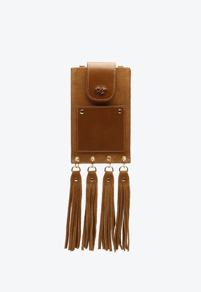 Porta Celular Julie Caramelo Franjas