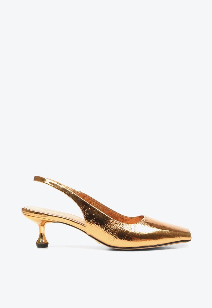 Slingback Peep Toe Anegoda Dourado