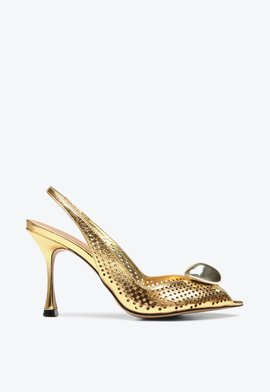 トップス mi.tan.pu.pu.pu1125 Slingback Peep Toe Toscana Dourado | Vicenza