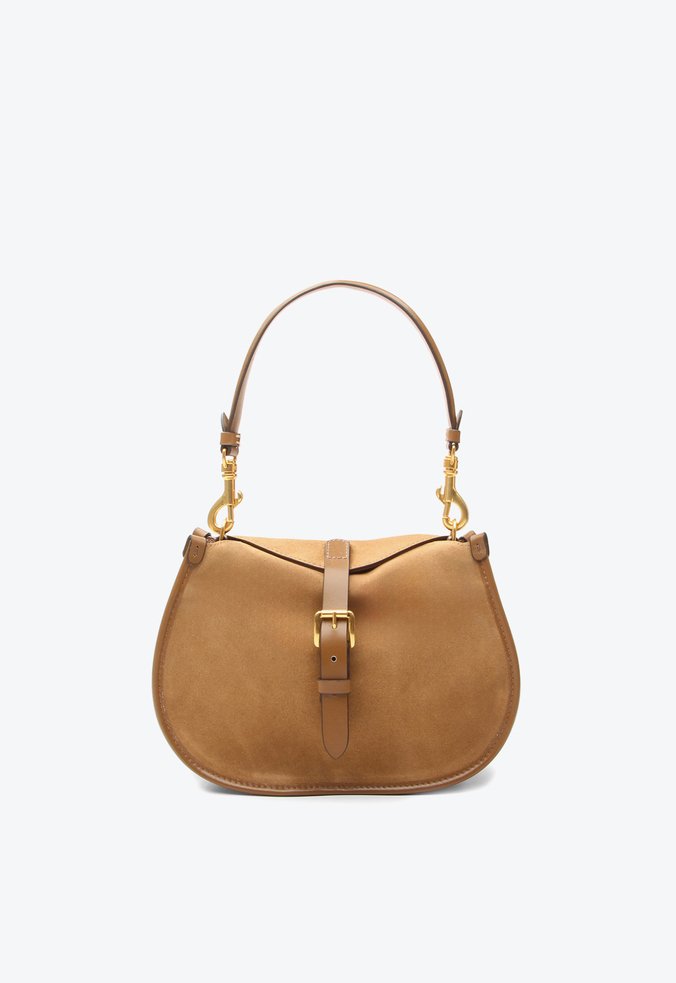 Bolsa Shoulder Isabel Pequena Caramelo Camurça