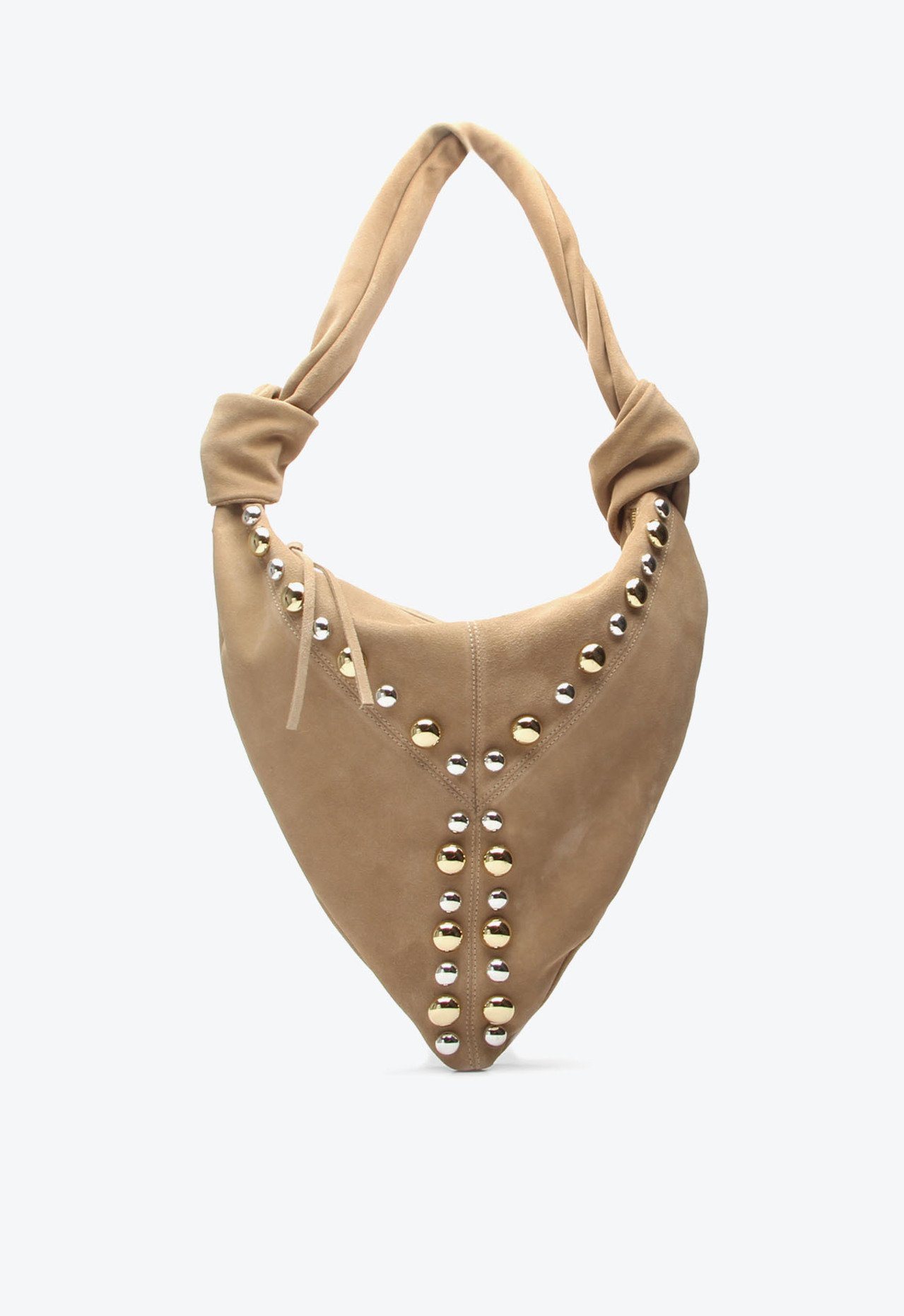 バッグ Fhiro u Bolsa Hobo Iara Grande Bege Camurça | Vicenza