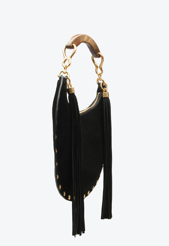 Bolsa Shoulder Marinah Grande Preto Franjas | Vicenza