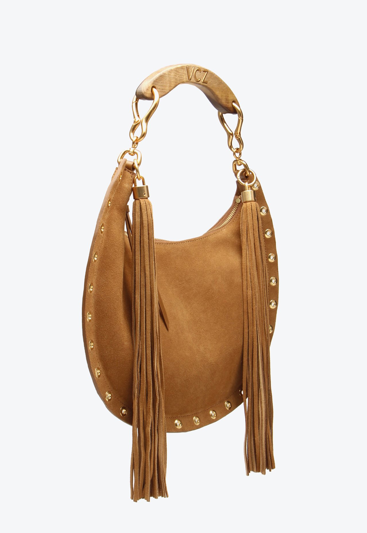 Bolsa Shoulder Marinah Grande Caramelo Franjas | Vicenza