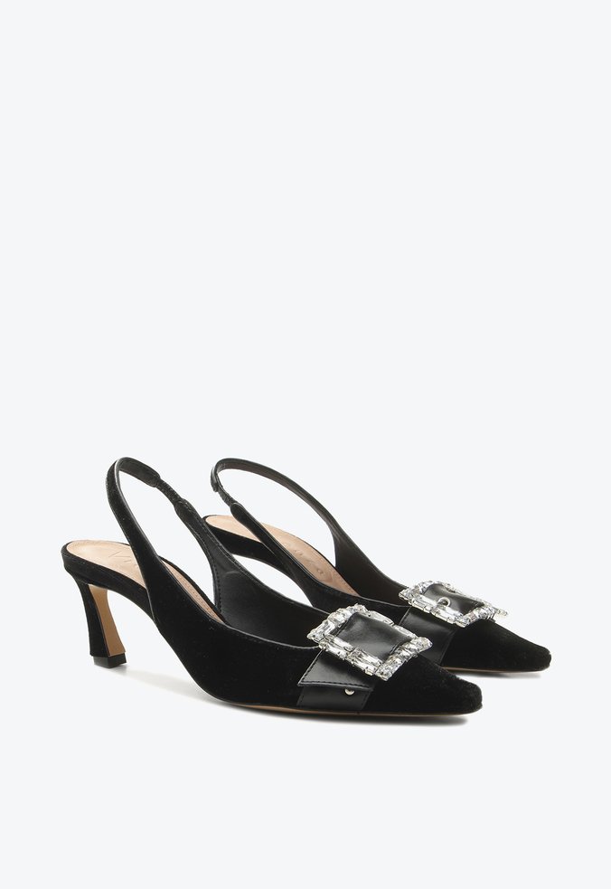 Slingback Ophelia Preto Veludo | Vicenza