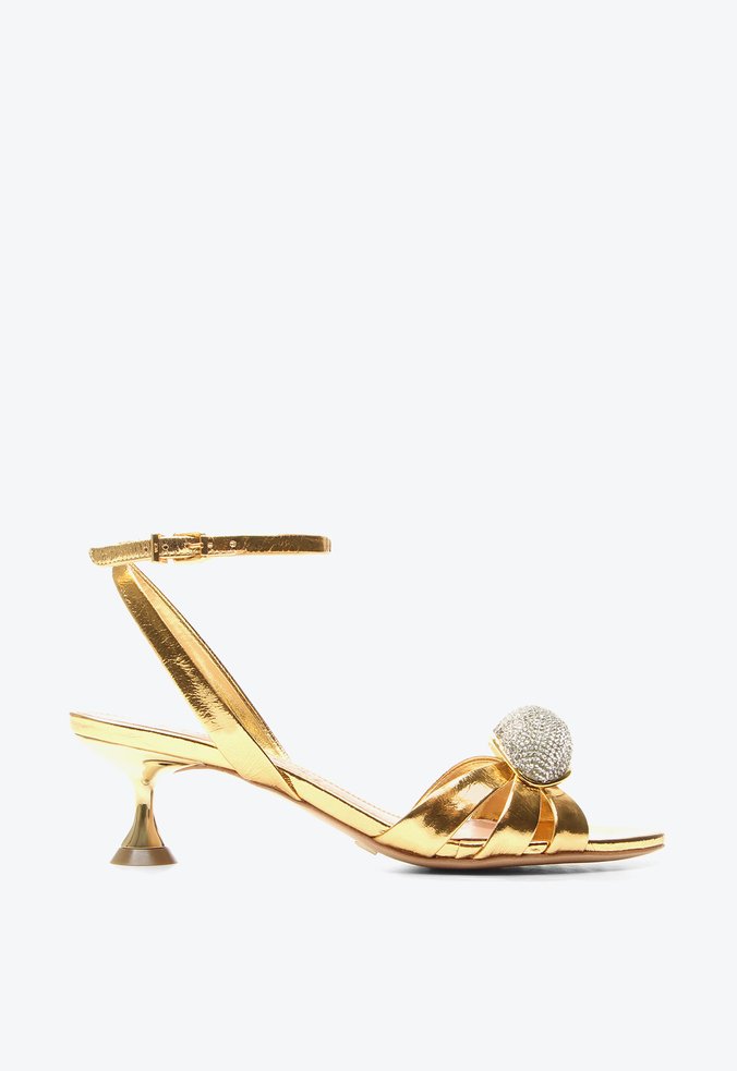 Sandália Stellar Salto Médio Dourado