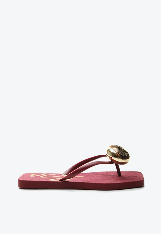 Flat Chinelo Flip Flops Bordô Esfera Metálica