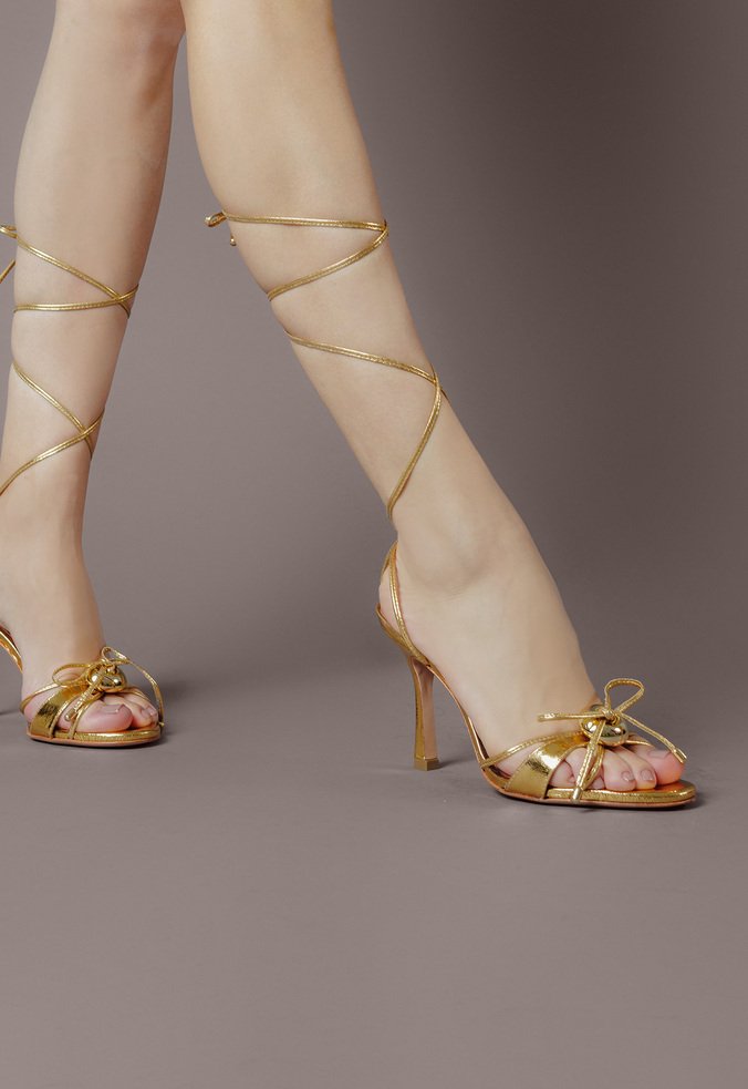 砂金　24k Sandália Crystal Dourada | Vicenza