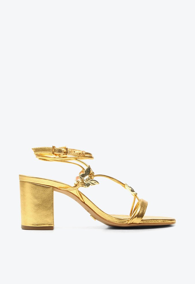Sandália Mantua Dourada Borboletas