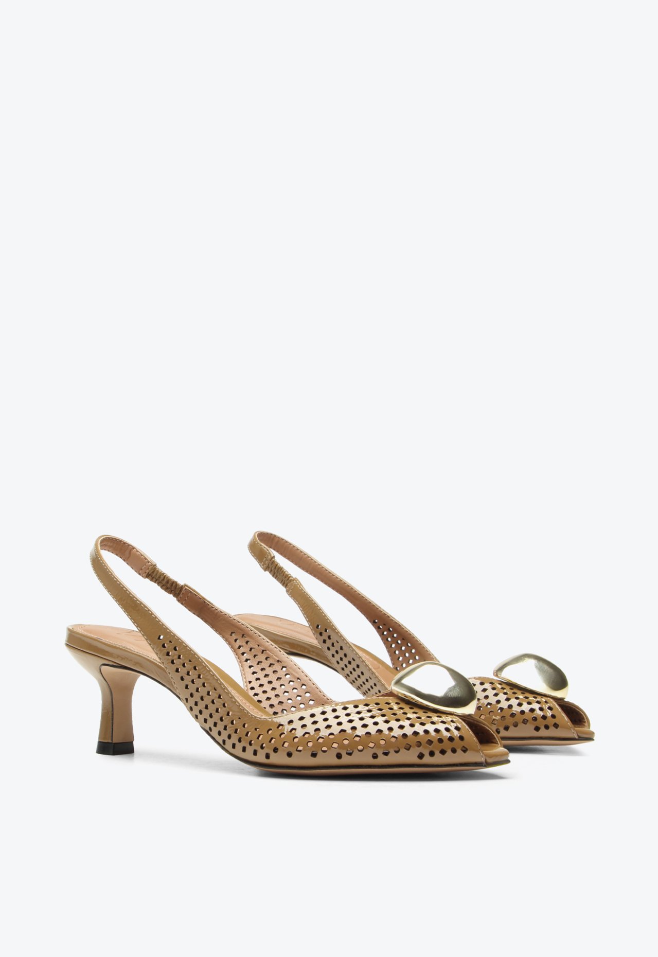 Karen　ベージュ Slingback Peep Toe Cartagena Caramelo | Vicenza