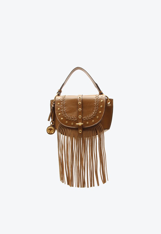 Bolsa Tiracolo Gaya Pequena Caramelo Franjas