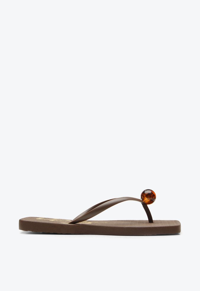Flat Chinelo Flip Flop Marrom Marble
