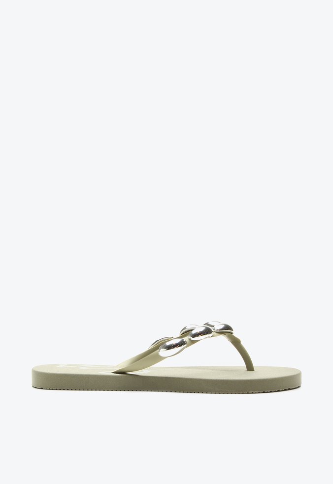 Flat Chinelo Flip Flops Verde Studs