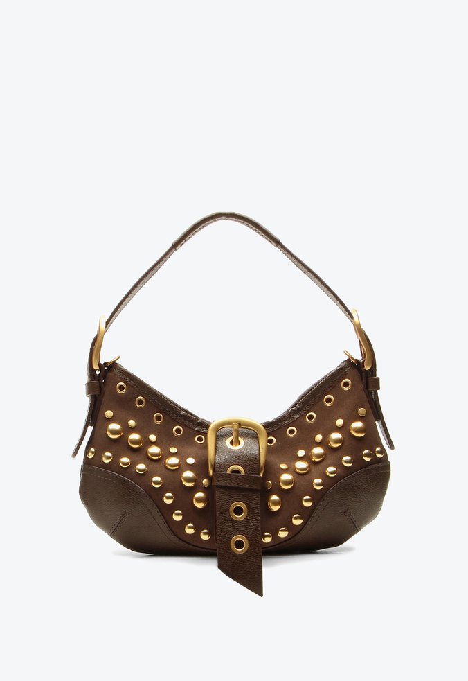 Bolsa Shoulder Jamie Média Marrom Camurça