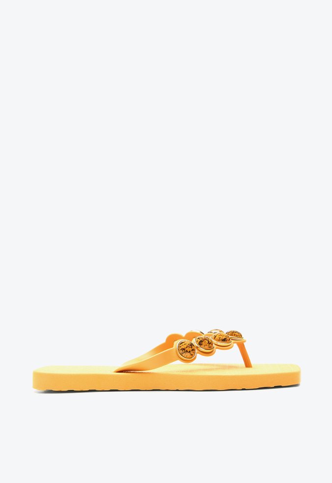 Flat Chinelo Flip Flops Amarelo Marble