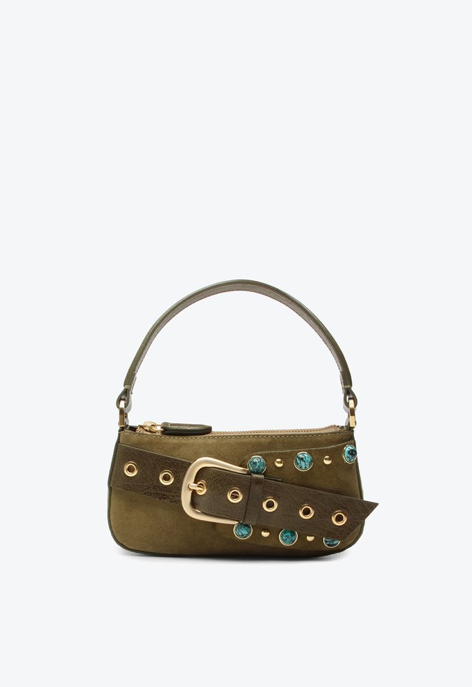 Bolsa Tiracolo Thaila Pequena Verde Camurça
