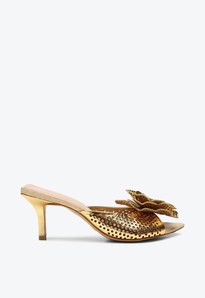 Tamanco Bella Dourado Flor