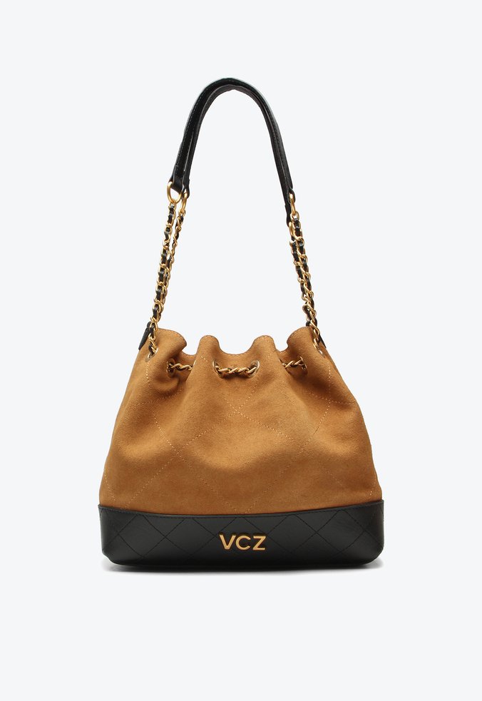 Bolsa Bucket Katherina Média Caramelo Camurça