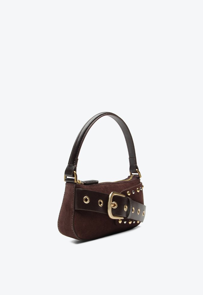Bolsa Shoulder Thaila Pequena Marrom Camurça | Vicenza