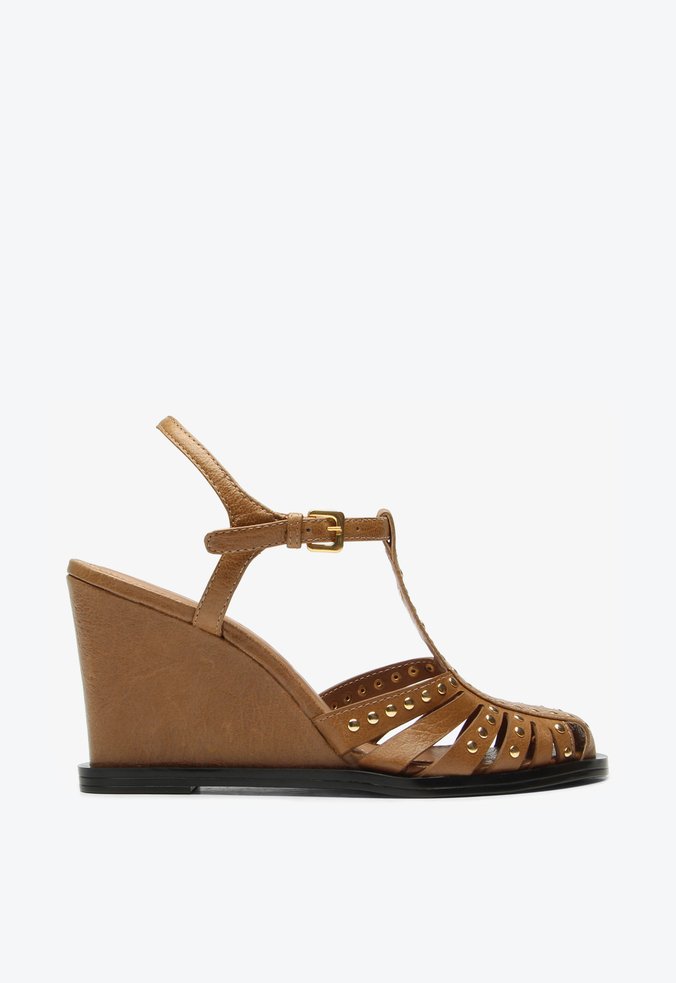 Sandália Fisherman Anabela Melina Caramelo