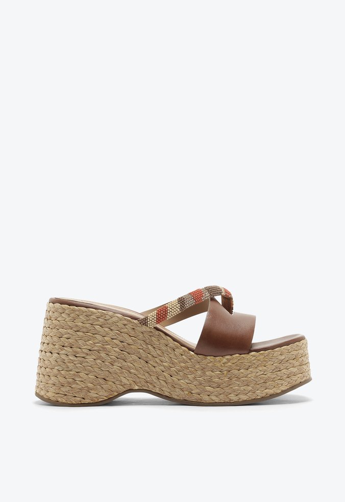 Tamanco Plataforma Benim Marrom