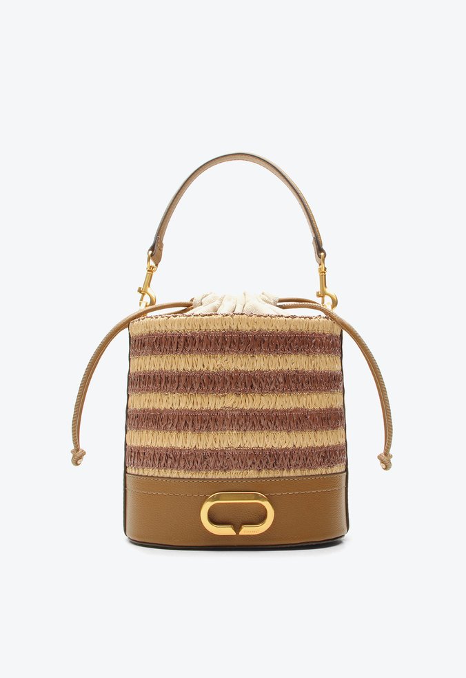 Bolsa Bucket Isa Média Caramelo Listrada