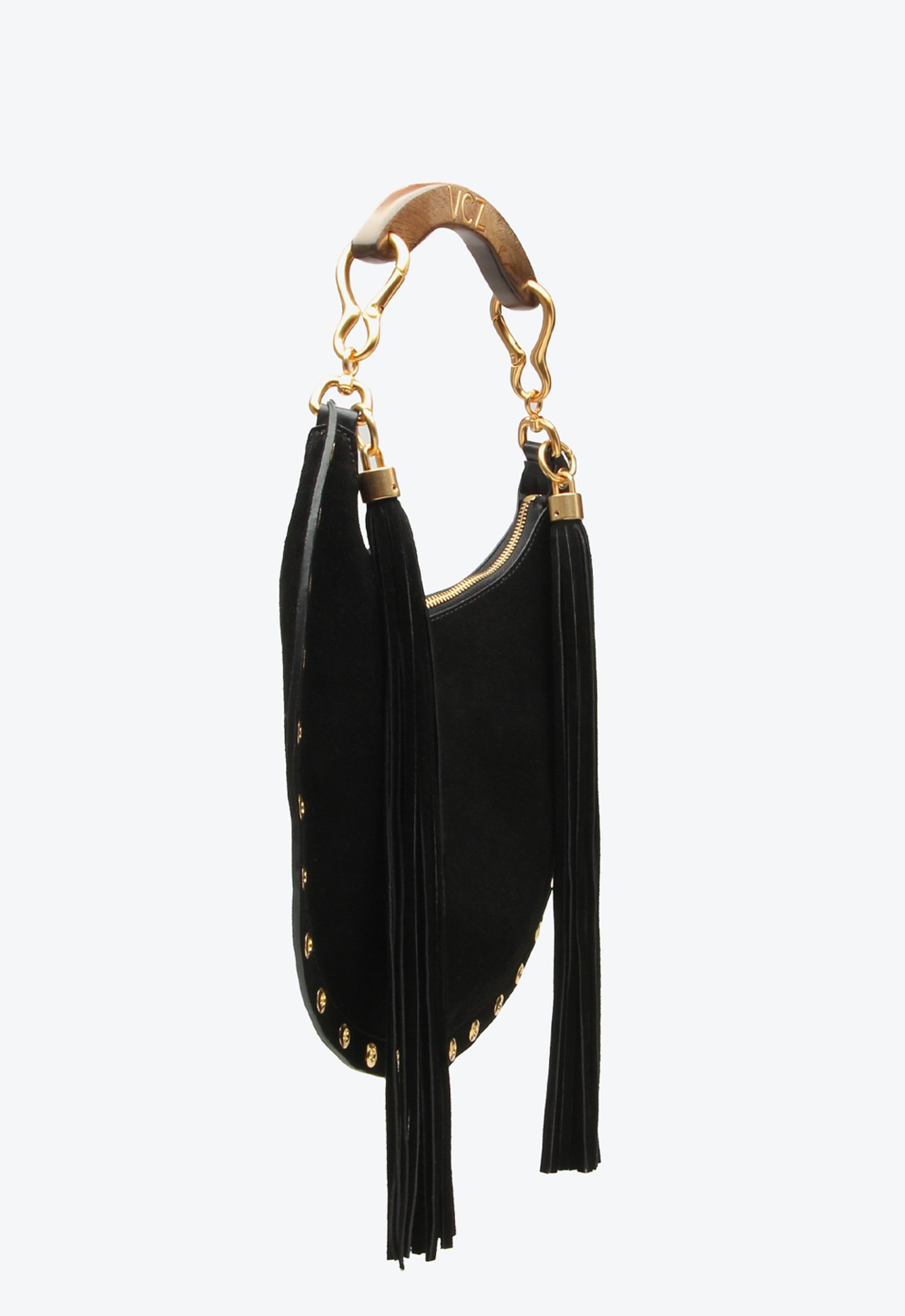 Bolsa Shoulder Marinah Grande Preto Franjas | Vicenza