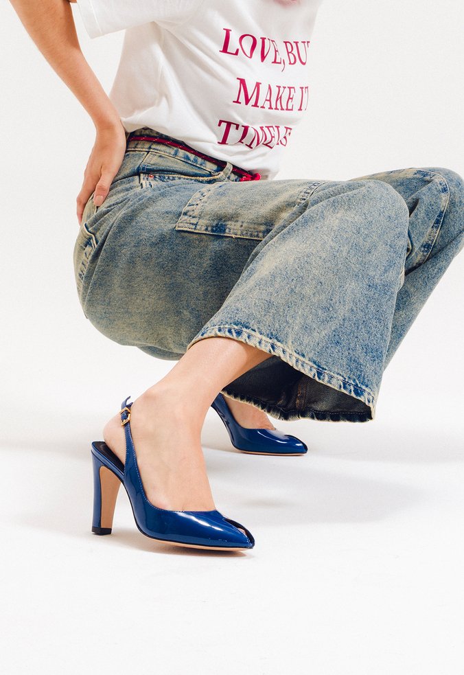 Slingback Peep Toe Marie Azul | Vicenza