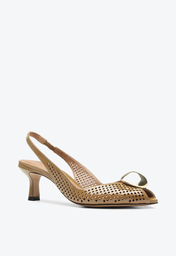 Karen　ベージュ Slingback Peep Toe Cartagena Caramelo | Vicenza
