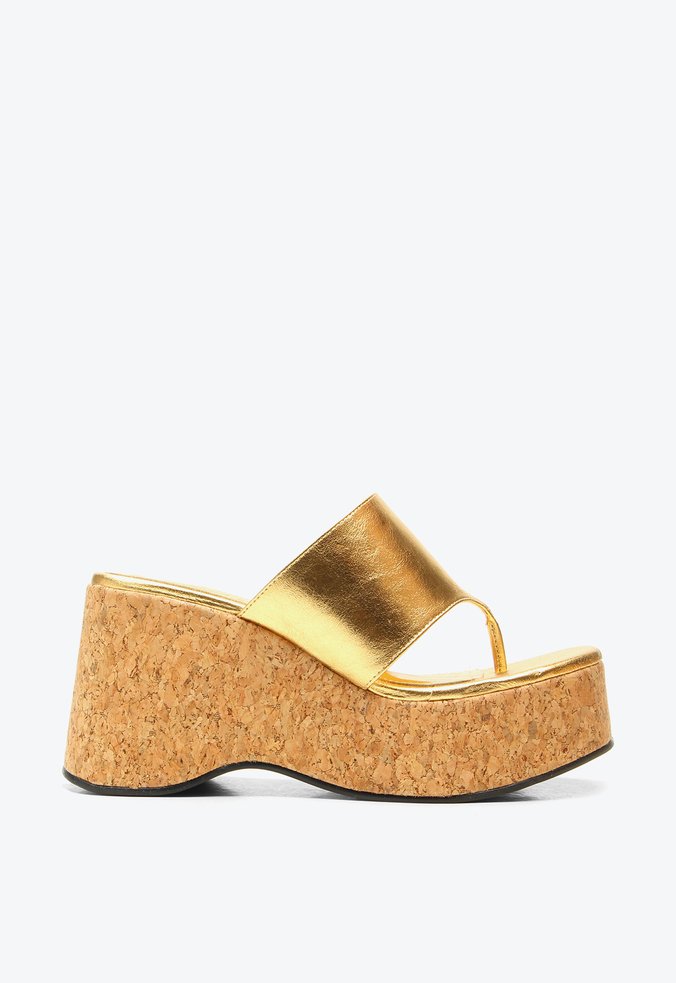 Tamanco Plataforma  Benim Dourado