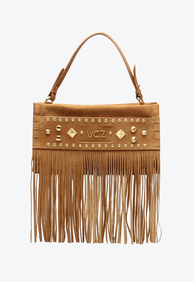 Bolsa Tote West Média Caramelo Franjas