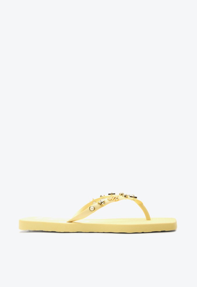 Flat Chinelo Flip Flops Amarelo Estrelas