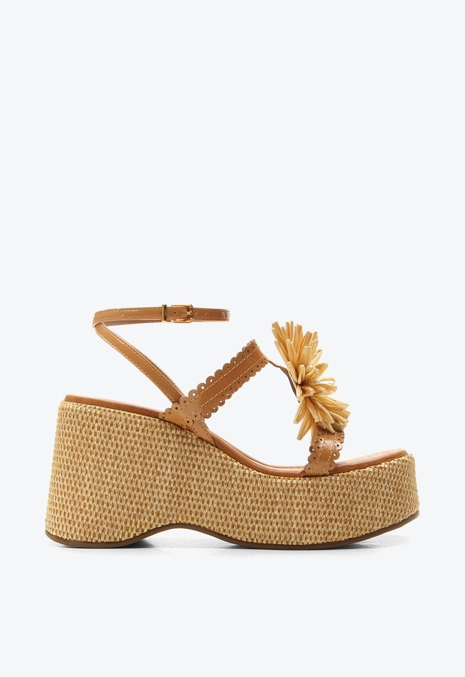 Sandália Plataforma Diana Caramelo Flor