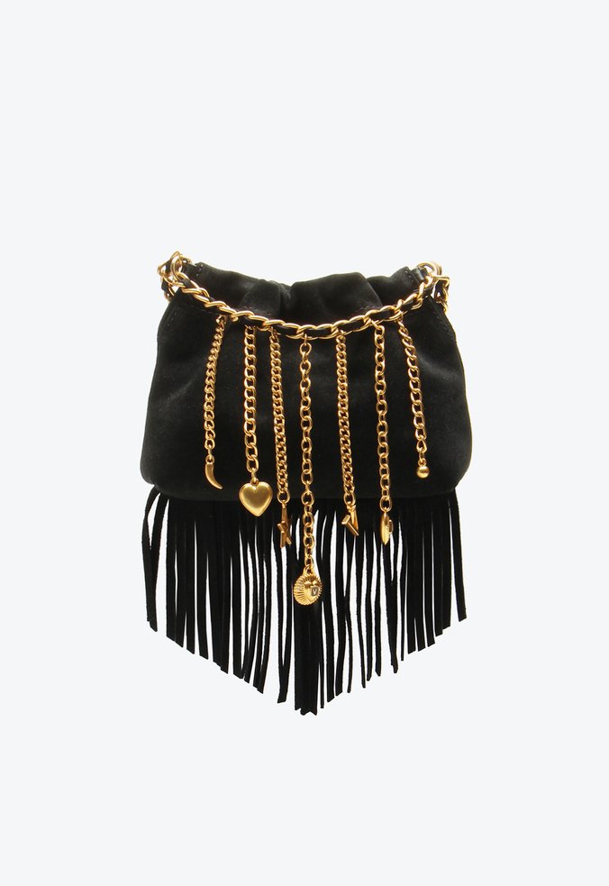 Bolsa Tiracolo Mystic Pequena Preto Camurça