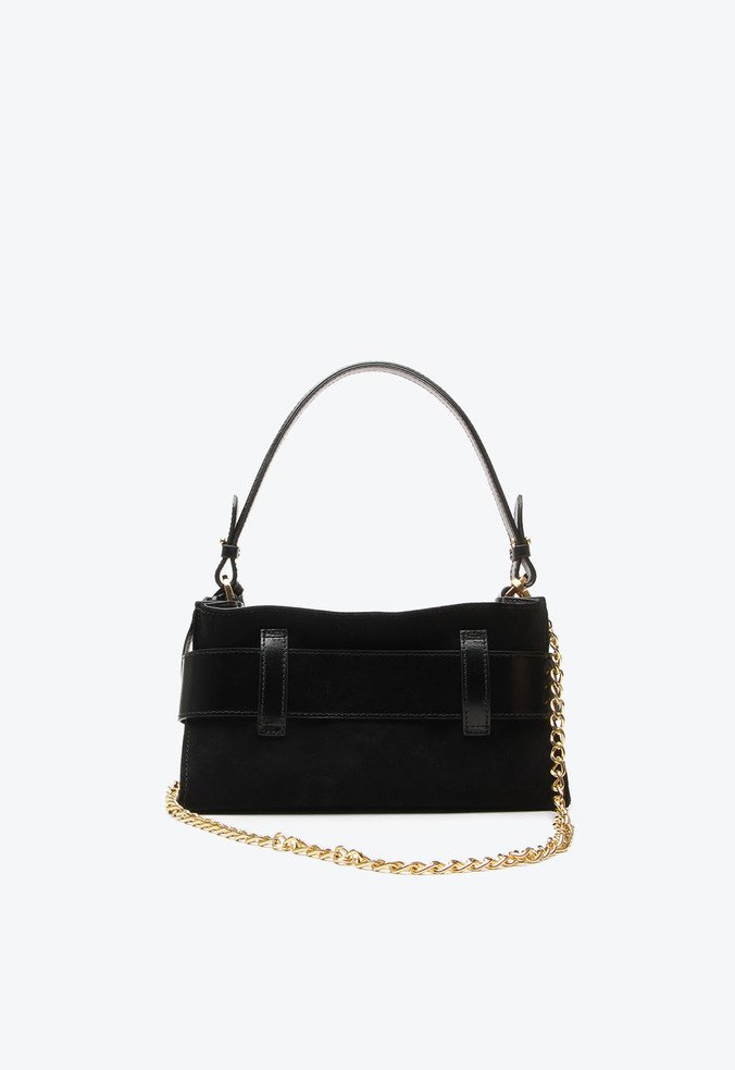 Bolsa Shoulder Lien Pequena Preto Camurça | Vicenza