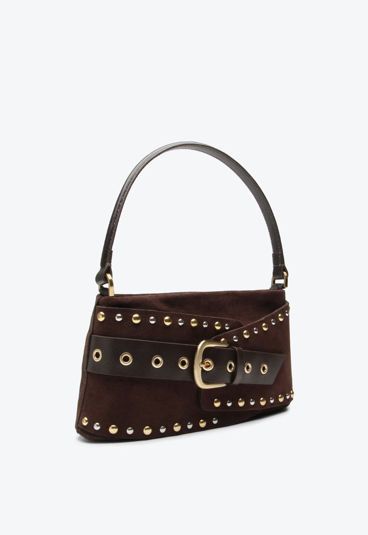 Bolsa Shoulder Thaila Média Marrom Camurça | Vicenza