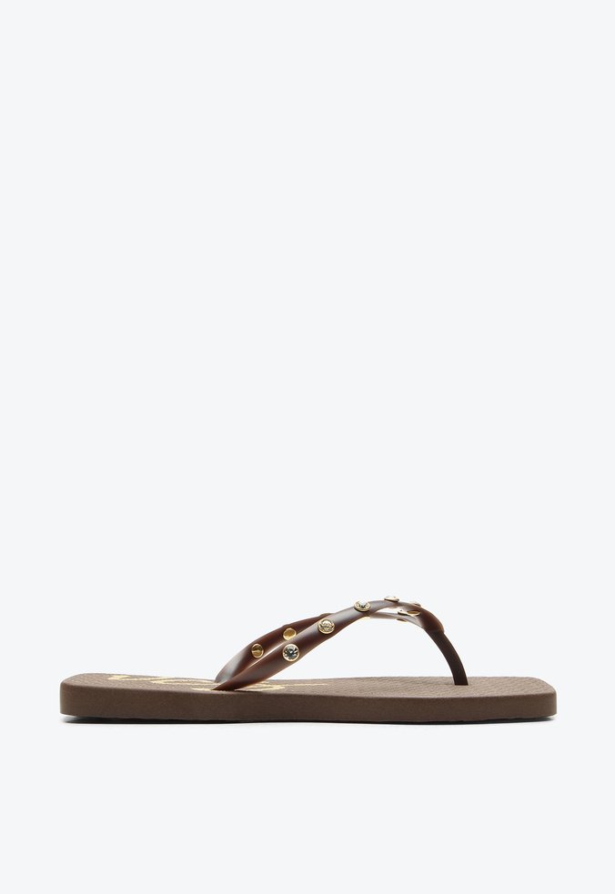 Flat Chinelo Flip Flops Marrom 